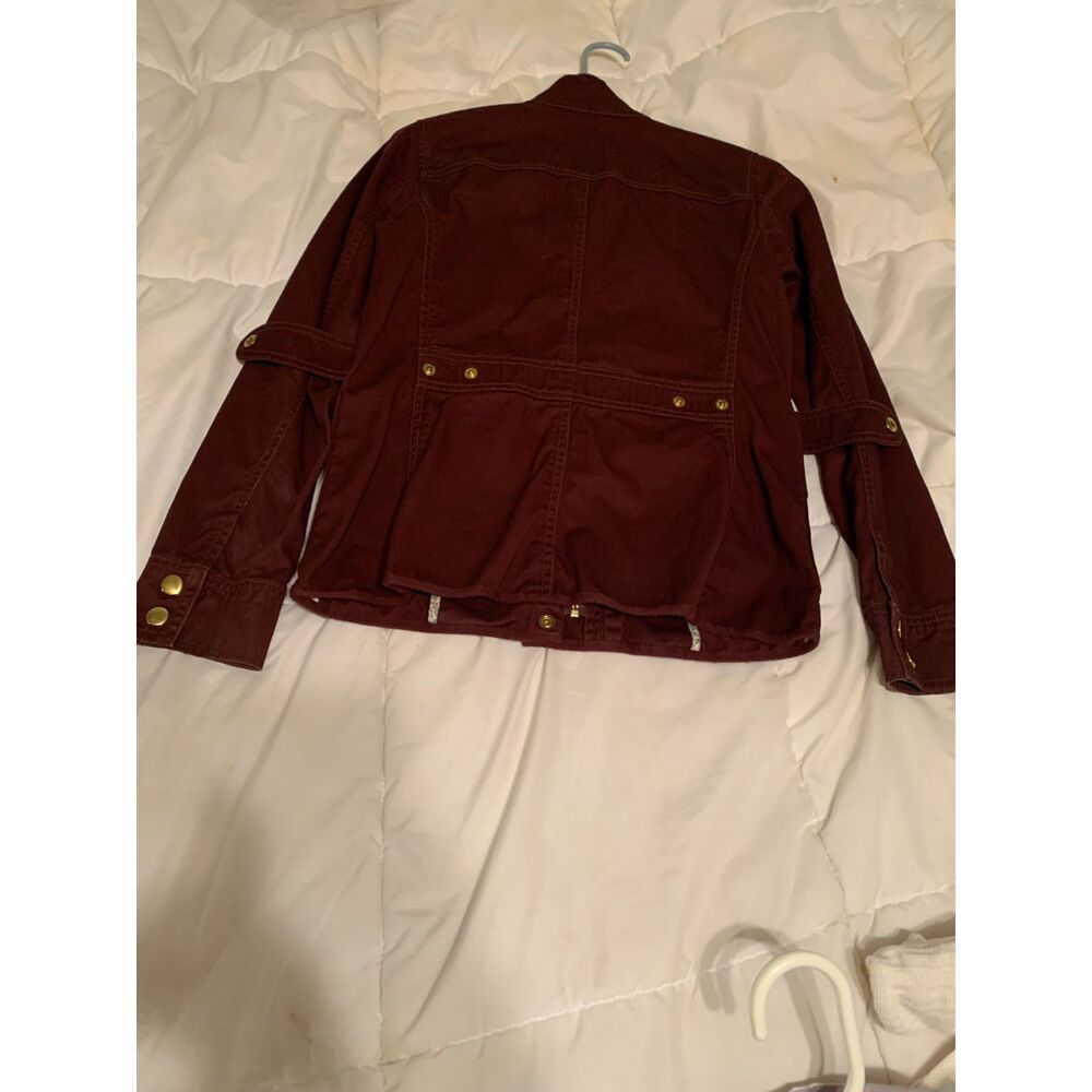 J.Crew Maroon Utility Jacket XXS – Cotton Field Coat with Gold Hardware